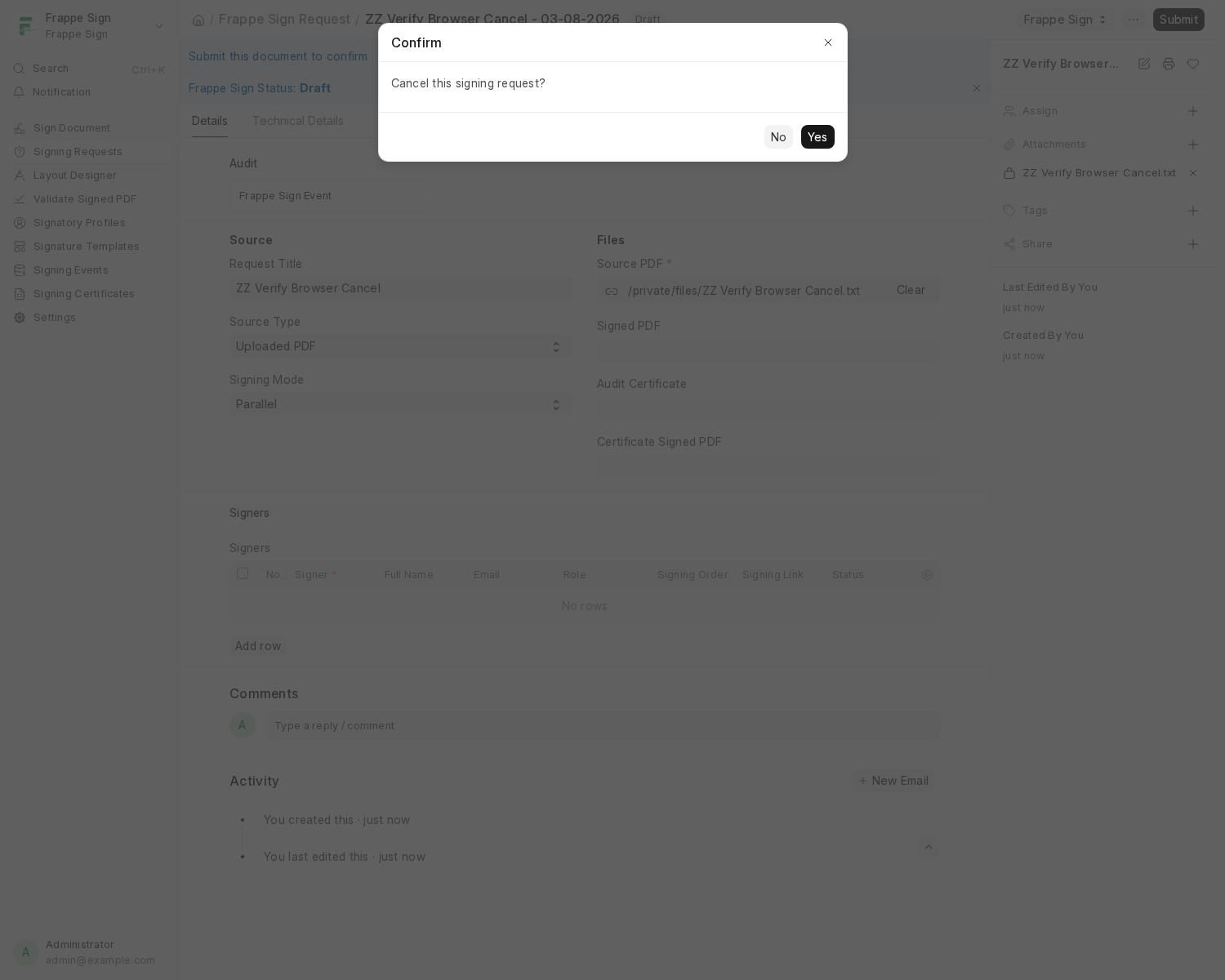 Confirmation dialog: 