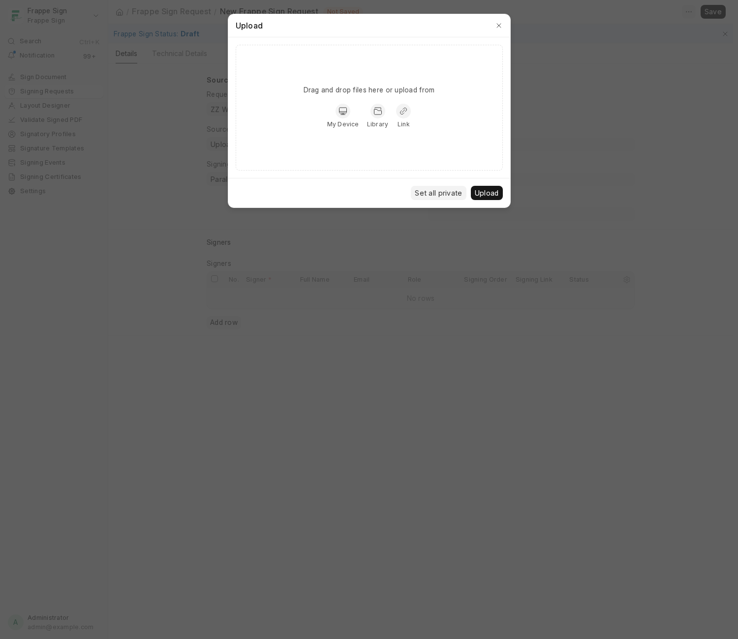 The file attach dialog for Source PDF